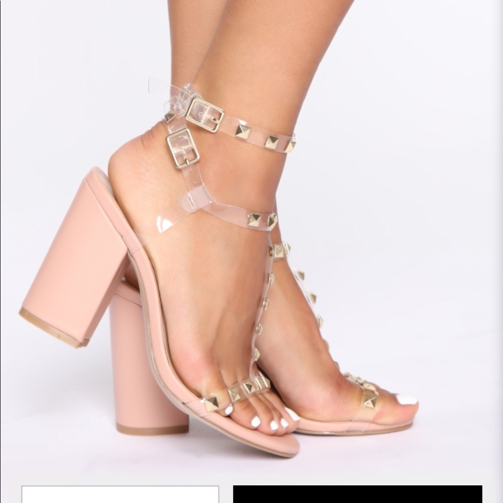 Nude, Clear strapped heels